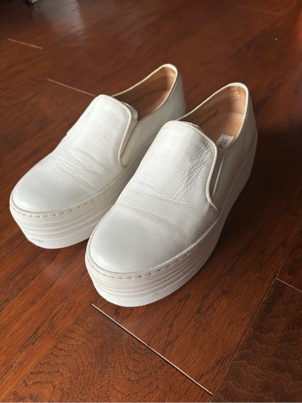 Steve Madden Bellie White Leather Y2K Platform Slip-On Sneakers | Size 6